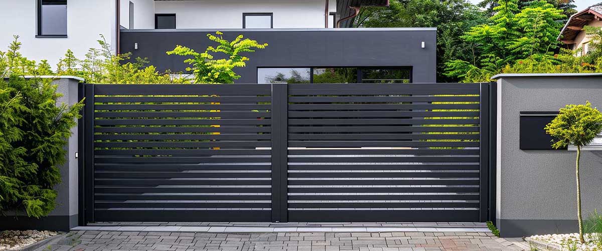 Steel louvered swing automatic gate and gate motor